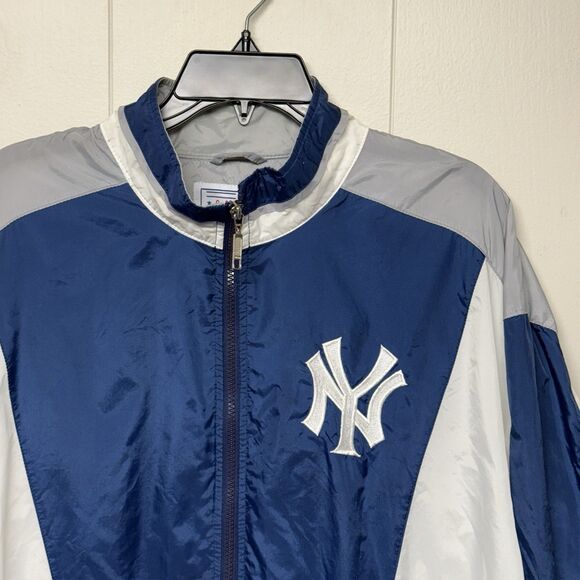Vtg 90s New York Yankees MLB Starter Full Zip Windbreaker Light Jacket Men L EUC - Picture 3 of 12